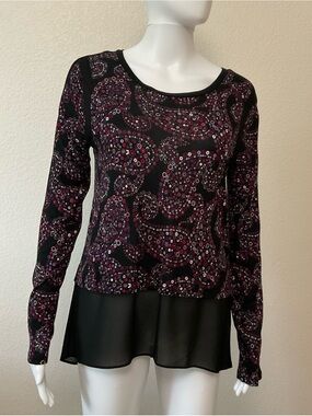 MICHAEL Michael Kors Floral Paisley Chiffon Hem Top S